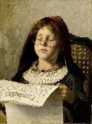 Georgios Jakobides Girl reading Spain oil painting artist